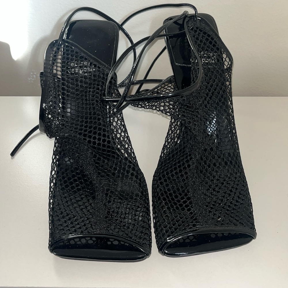 Jeffrey Campbell Mesh Lace Up Black Heels Size 8